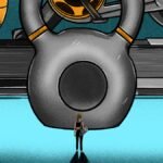 Person confidently walking into a modern gym with equipment in the background