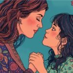 A parent comforting a child, symbolizing the intergenerational transmission and healing of emotional wounds.