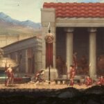 Artwork for God of War: Sons of Sparta, showing young Kratos with spear and shield.