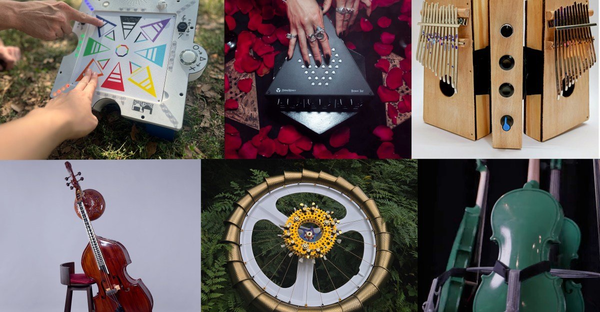 Georgia Tech's Guthman Competition Unveils a Symphony of the Future 3 Fiddle Henge, an experimental musical instrument made of four green violins mounted on a bass drum