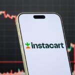 Instacart logo with a chart comparing tech salaries against competitors like DoorDash and Uber