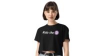 LA Metro 'Ride the D' merchandise, featuring a black t-shirt and crop top.