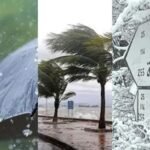 Le Maroc en alerte : Un cocktail météorologique hivernal s'abat sur le Royaume dès lundi 8 Carte météorologique du Maroc affichant des symboles de vent, de neige et de pluie sur différentes régions, illustrant l'alerte aux intempéries.