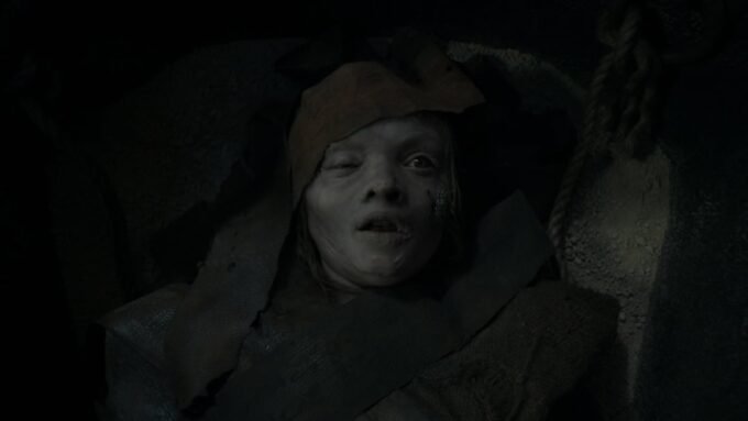 Lee Cronin's 'The Mummy' Trailer: A Terrifying Twist on an Ancient Curse 5 Still image from Lee Cronin's The Mummy trailer featuring the mummified child Katie