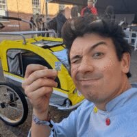 Sam Suksiri, a LEGO Master Builder, demonstrating how to identify LEGO bricks at Maker Faire.