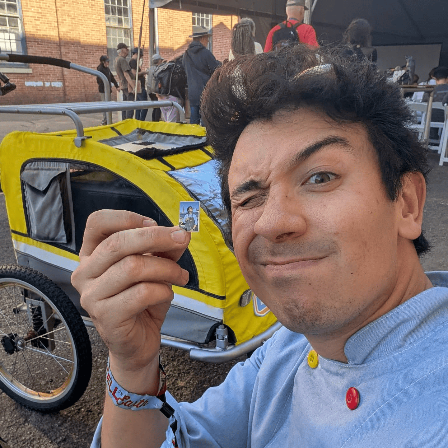 Sam Suksiri, a LEGO Master Builder, demonstrating how to identify LEGO bricks at Maker Faire.