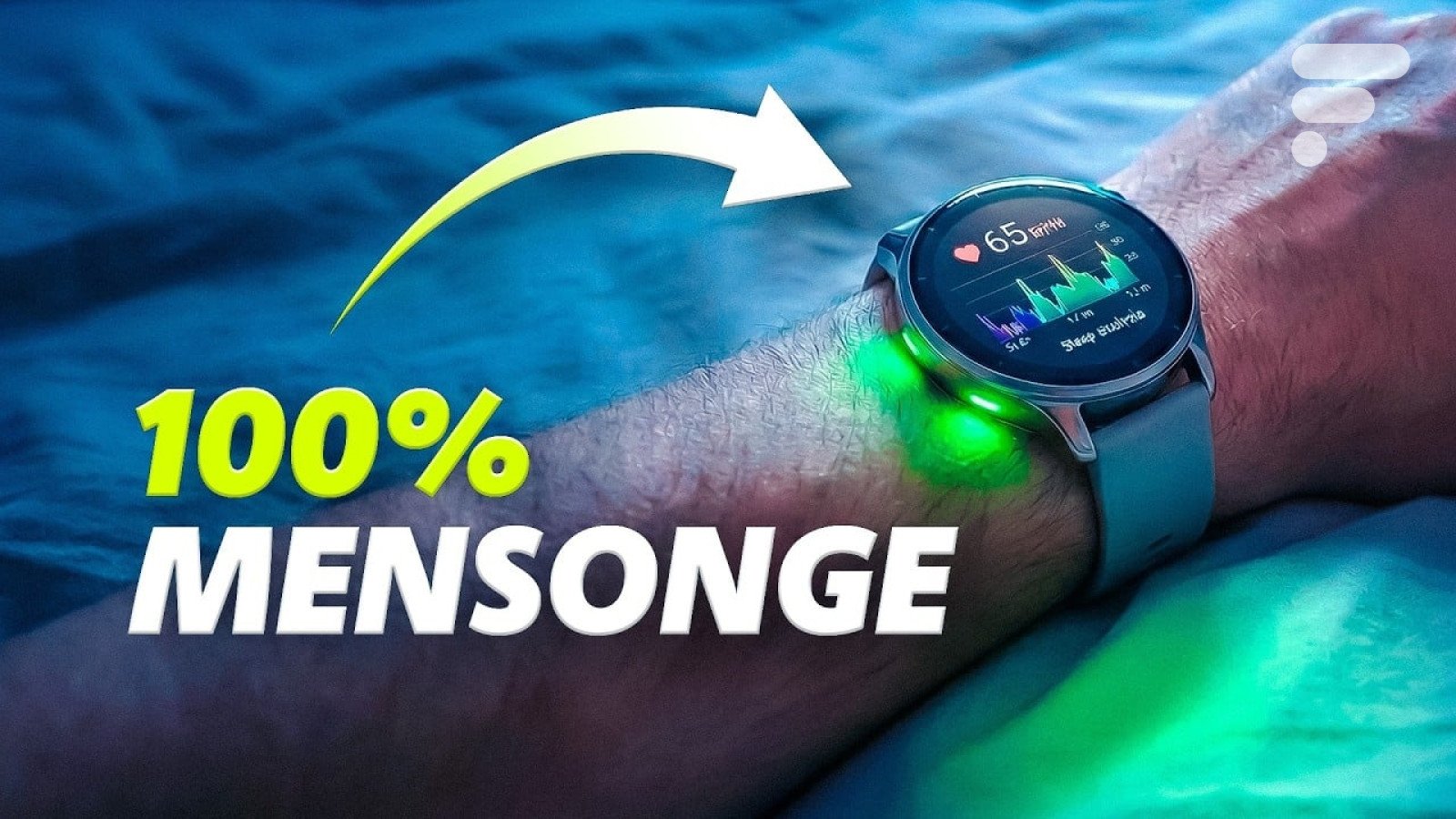 Image d'une personne endormie portant une montre connectée, symbolisant le suivi du sommeil et la question de la fiabilité des scores.