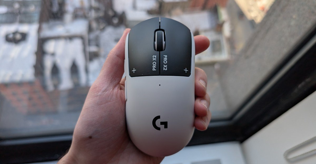 Logitech G Pro X2 Superstrike gaming mouse showcasing its sleek design and advanced features