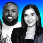 A group of diverse young professionals collaborating in a modern office setting, symbolizing rising marketing talent.