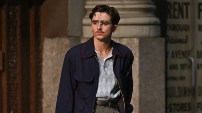 Timothée Chalamet as Marty Mauser in the A24 film Marty Supreme