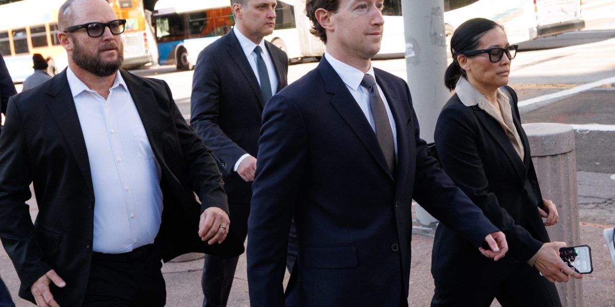 Meta's Courtroom Glitch: AI Glasses Scandal Overshadows Zuckerberg's Addiction Trial Testimony 3 Mark Zuckerberg's entourage wearing Meta AI glasses in a Los Angeles courtroom during a social media addiction trial.