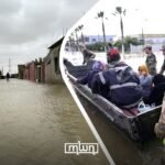 Moroccan emergency services assisting residents during flood evacuations amidst heavy rainfall.