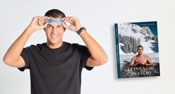 Hassan Baraka nageant dans l'eau glacée, illustration de son livre Le Pouvoir du Froid