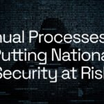 Digital security lock over a map, symbolizing national security data protection and global cybersecurity challenges.