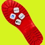 Illustration depicting various streaming service logos in a competitive landscape, with Netflix and Warner Bros. prominent.