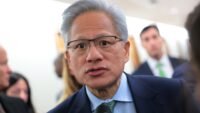 Jensen Huang, CEO of Nvidia, speaks to media on Capitol Hill.