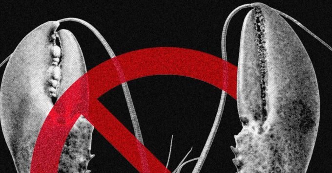 A stylized image representing a digital claw or robot hand interacting with a computer screen, with cybersecurity warning symbols overlaid.