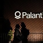 Palantir Technologies logo displayed on a screen, symbolizing its strong Q4 earnings and AI-driven business growth.