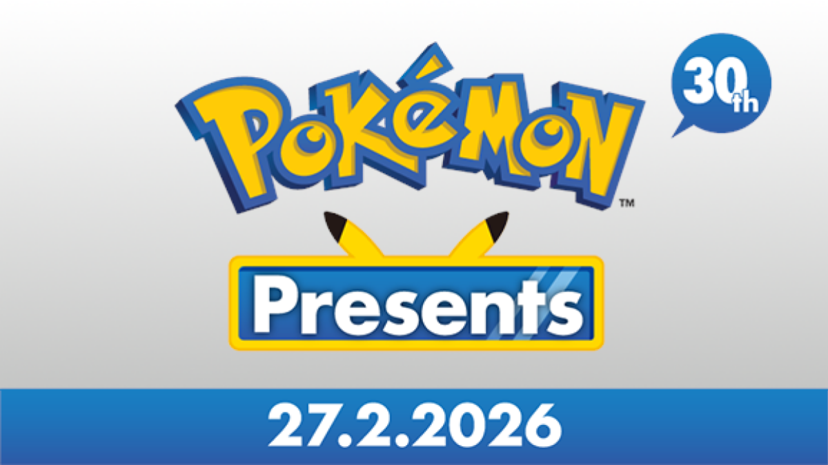 Pokémon Presents 2026 logo with Pikachu and other Pokémon celebrating the 30th anniversary
