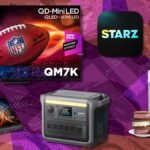 A collage of discounted tech products and home goods, including an Apple Watch, TV, and mattress, symbolizing Presidents' Day sales.