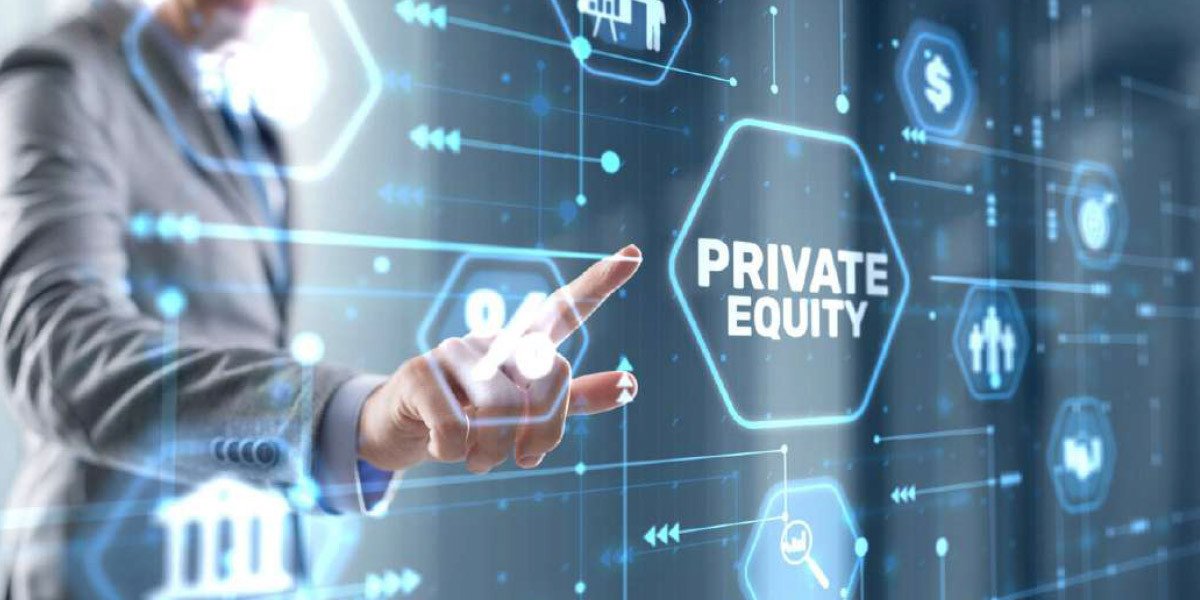 Illustration stylisée du marché du private equity en 2026, avec des graphiques financiers, des flèches de croissance et des symboles d'intelligence artificielle, reflétant la complexité et la technicité du secteur.