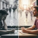 Beyond the Brink: The Psychology of Why We Quit Too Soon (And How to Stop) 6 A person standing at a crossroads, contemplating whether to continue or give up, symbolizing the psychological struggle of persistence.