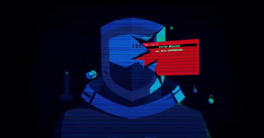 Illustration of a digital lock or shield being bypassed by malicious code, representing ransomware evading security tools.