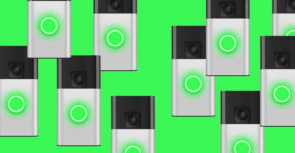 Ring logo with a surveillance camera icon, symbolizing AI-powered neighborhood search capabilities.