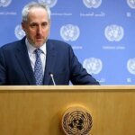 Stéphane Dujarric, porte-parole du Secrétaire général de l’ONU, s'exprimant lors d'un point de presse