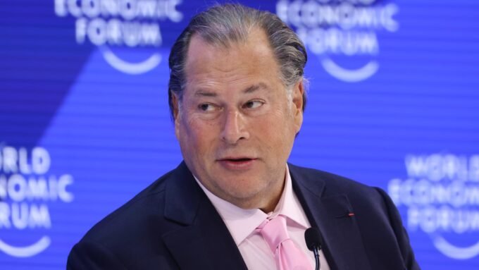 Salesforce's Bold Bet: $50 Billion Buyback Amidst AI Headwinds and Mixed Financial Signals 5 Salesforce CEO Marc Benioff speaking at the World Economic Forum