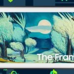 Samsung 2025 Frame TV displaying artwork in a modern living room setting, blending seamlessly with decor.