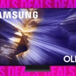 A sleek Samsung S90F QD-OLED TV displaying vibrant gaming graphics, highlighting its immersive visual quality.