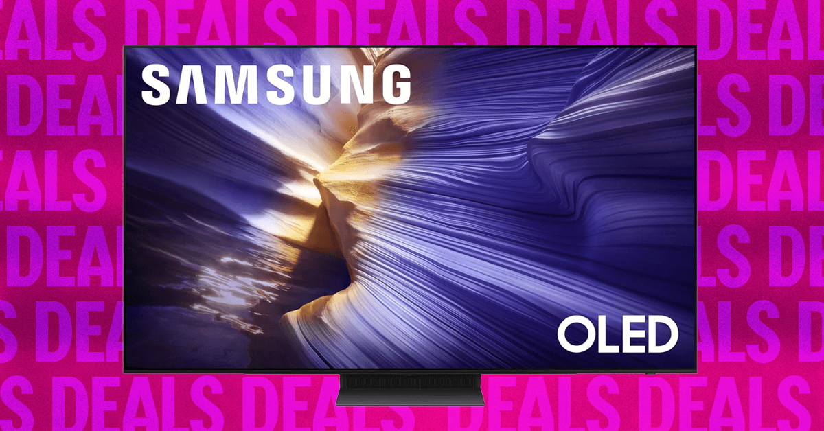 A sleek Samsung S90F QD-OLED TV displaying vibrant gaming graphics, highlighting its immersive visual quality.
