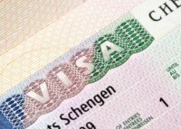 A digital representation of the Schengen area map with a visa stamp icon, symbolizing extended travel opportunities.