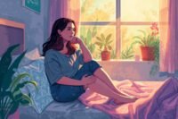 A woman looking reflective, perhaps with a subtle sense of burden or exhaustion, symbolizing the cost of constant self-sacrifice.