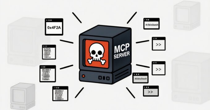 Illustration of a trojanized Oura MCP server and SmartLoader malware attacking a developer's system.