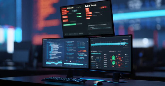 A visual representation of a streamlined Security Operations Center (SOC) dashboard, showing efficiency and clarity amidst data.