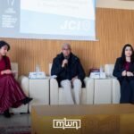 Students and experts engaging in a discussion about sport diplomacy at the JCI Rabat Rentrée Solennelle 2026 at Mohammed V University.