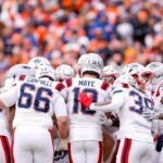 New England Patriots and Seattle Seahawks team logos facing each other, symbolizing the Super Bowl LX matchup.