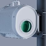 Taara Beam device mounted on a pole, providing line-of-sight connectivity.