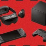 A collage of modern tech devices including a smartphone, a VR headset, and a health monitoring app interface.