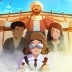 Illustration animée de Touria Chaoui, première aviatrice marocaine, devant un avion, symbolisant l'audace et l'innovation du patrimoine marocain.