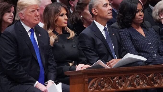 Screenshot of the racist meme depicting Barack and Michelle Obama as apes, posted on Donald Trump's Truth Social.