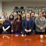 Ambassador Youssef Amrani, MSU President Mark E. Keenum, and UIR President Noureddine Mouaddib at the signing ceremony for the expanded academic partnership.