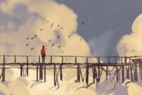 A winding, unpredictable road disappearing into the horizon, symbolizing life's unexpected turns and challenges.