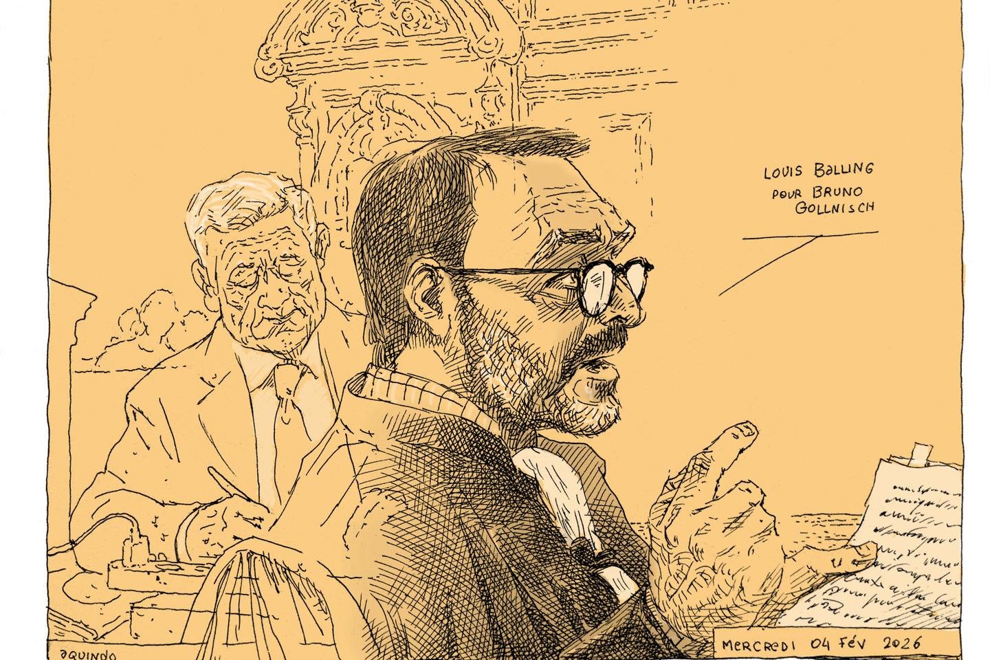 Louis Balling, avocat de Bruno Gollnisch, en pleine plaidoirie au palais de justice de Paris.