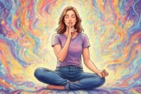 A serene image of a person meditating in a quiet, natural setting, symbolizing introspection and peace.