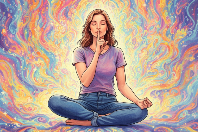 A serene image of a person meditating in a quiet, natural setting, symbolizing introspection and peace.