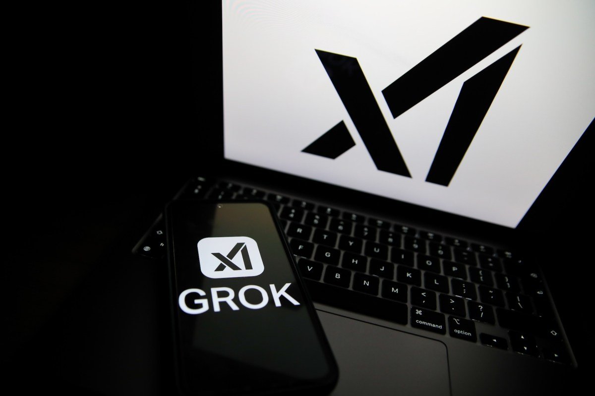 A stylized representation of xAI's Grok chatbot logo, with a subtle background suggesting AI code or data, reflecting the ongoing debate around AI safety and ethics.