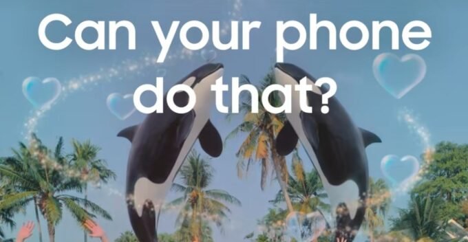 A side-by-side comparison of a TikTok ad and a regular video, highlighting the absence of AI disclosure labels on Samsung content.